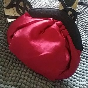 Wine Cranberry Satin Clutch